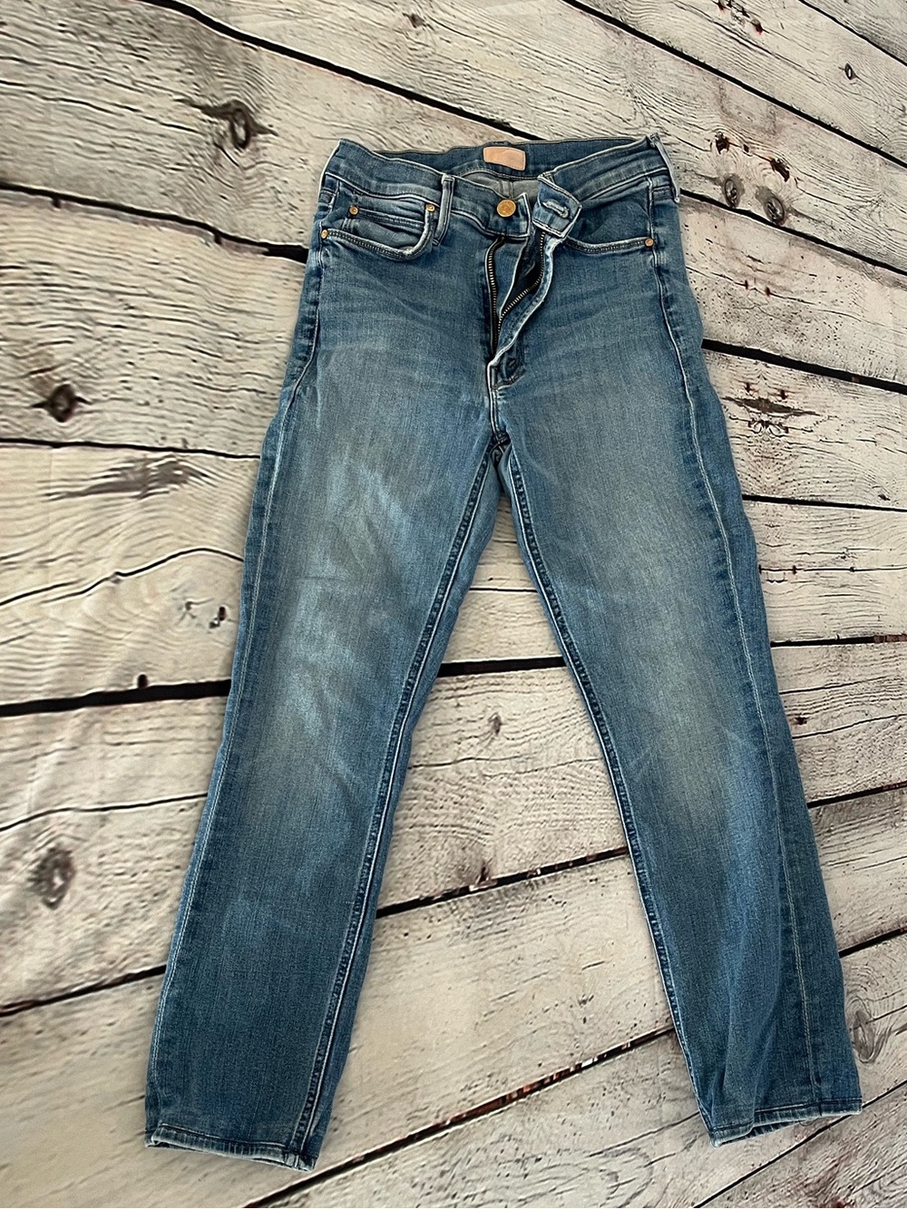 MOTHER Slim Straight Ankle Jeans Faded Blue - The Dazzler- Mid Rise Size 26